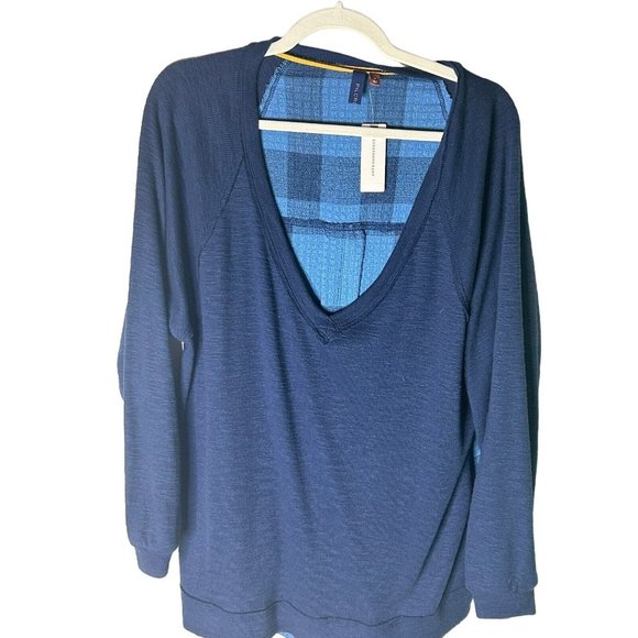 Anthropologie Pilcro Pullover V-Neck blouse combo Sz M - Picture 2 of 9